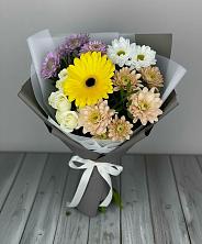 Букет цветов из:  Розы, Герберы и Хризантемы в Долгопрудном
